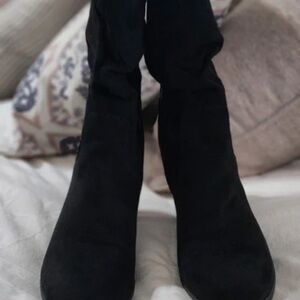 Style & Co. Black Suede-Look Heeled Ankle Boots